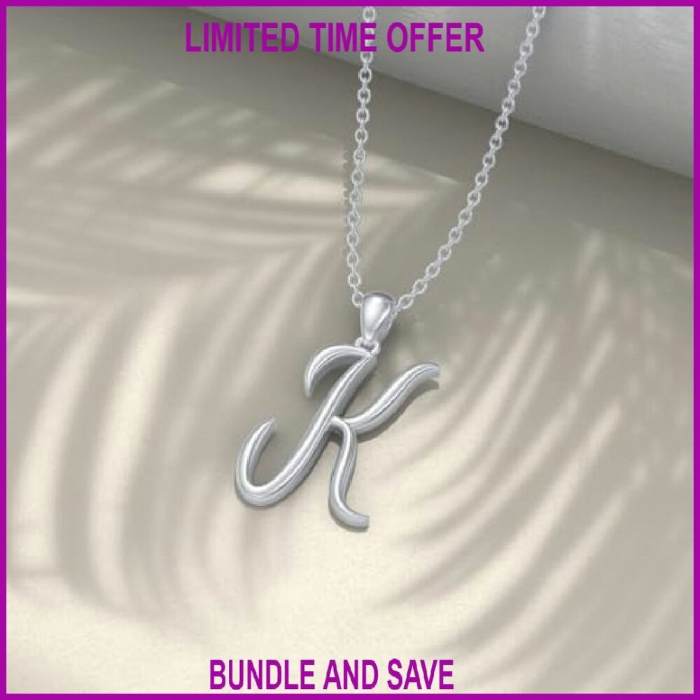 Sterling Silver Initial Necklace Adjustable Chain… - image 3